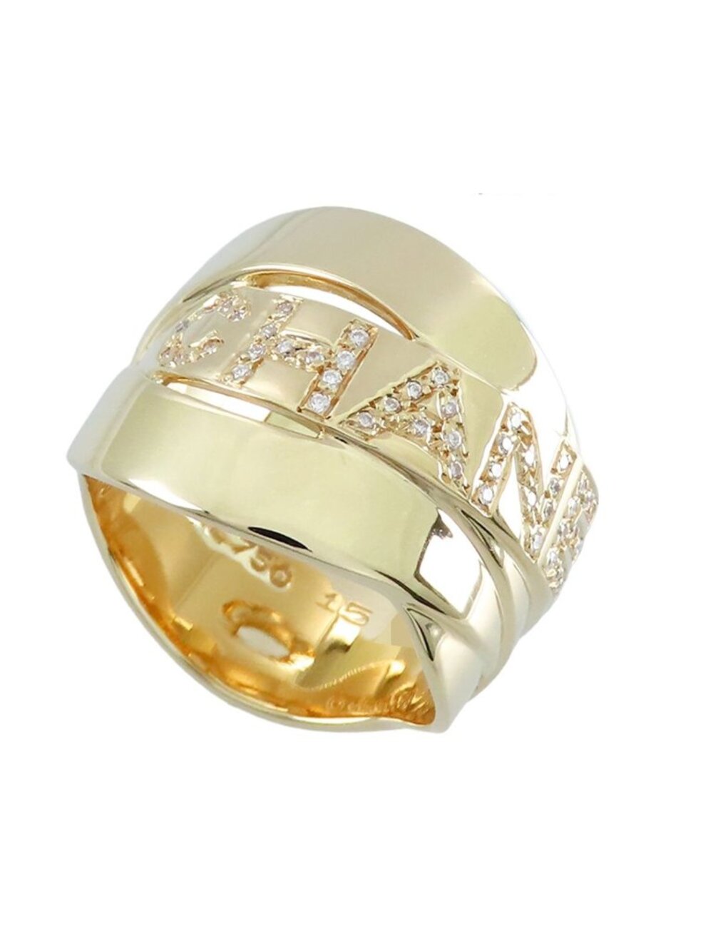 Chanel Bolduc Ring Yellow Gold 18K Diamond Signature Ribbon